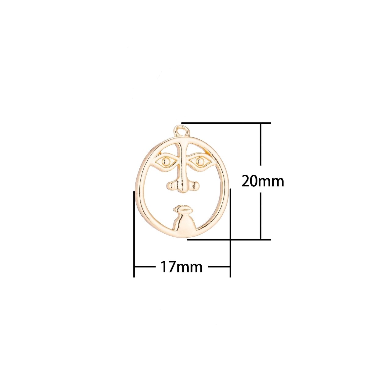 Gold Filled Chubby Men Face Shape Hollow Out Charms Pendant, CHGF-99/C-85 - DLUXCA