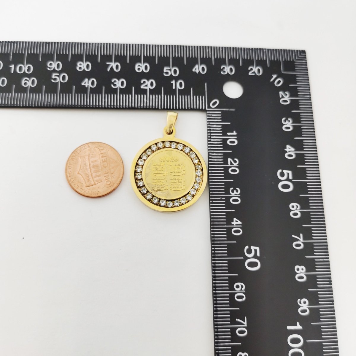 Gold Filled Circle Script charm, Cubic Zirconia Jewels, Micro Diamond Paved, Script Charm PDSS-478 J-789 - DLUXCA