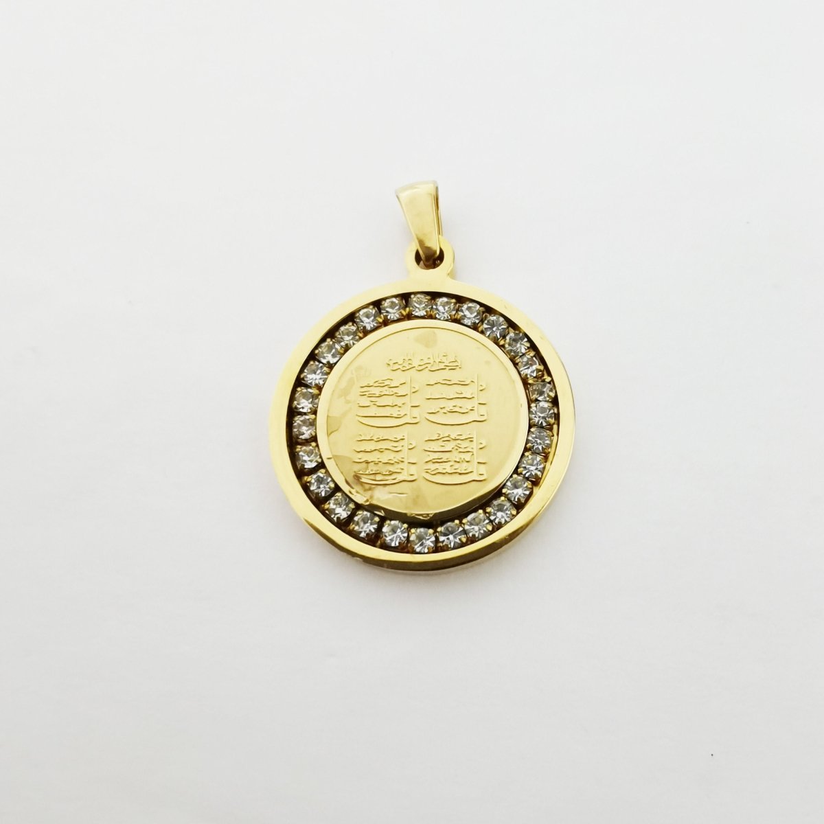 Gold Filled Circle Script charm, Cubic Zirconia Jewels, Micro Diamond Paved, Script Charm PDSS-478 J-789 - DLUXCA