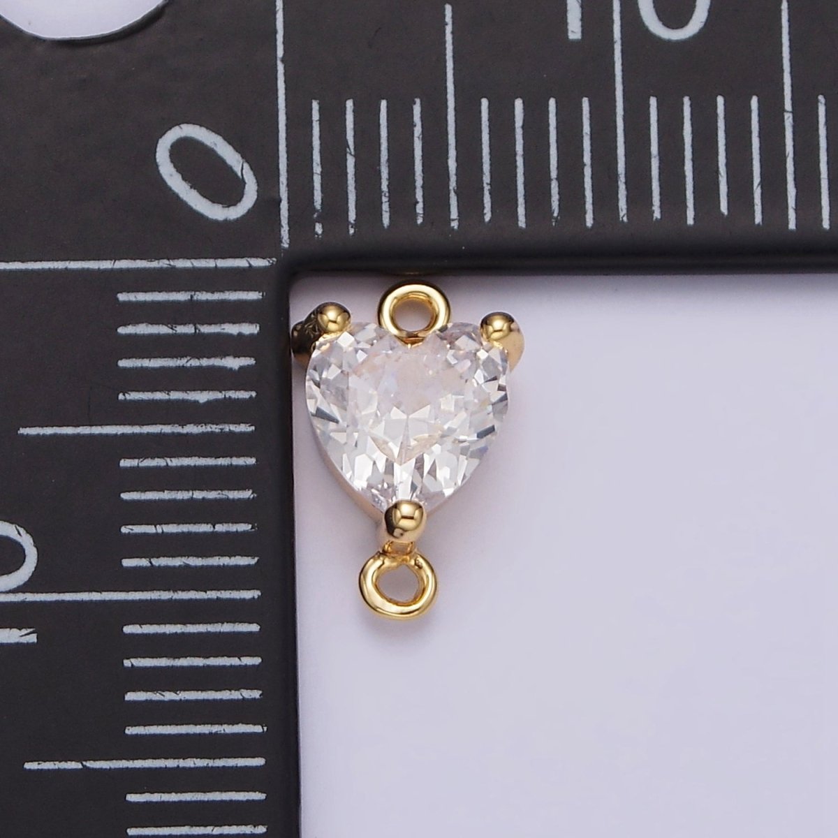 Gold Filled Clear 6.5mm Mini Heart CZ Connector G-665 - DLUXCA