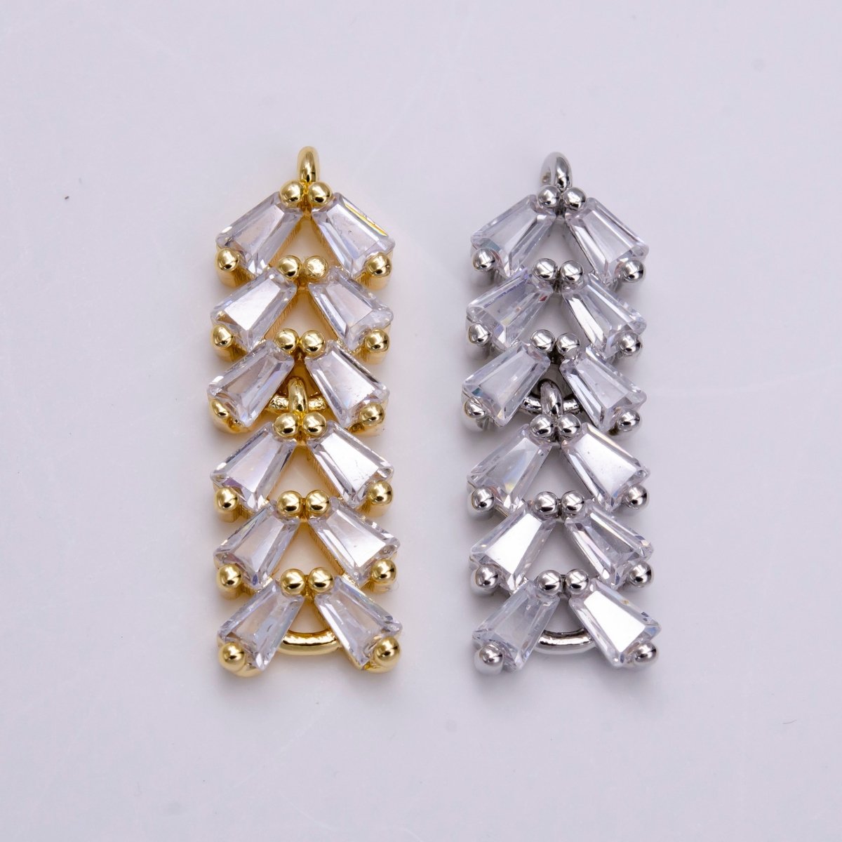 Gold Filled Clear CZ Multiple Baguette Bar Drop Charm in Gold & Silver G-778 G-779 - DLUXCA