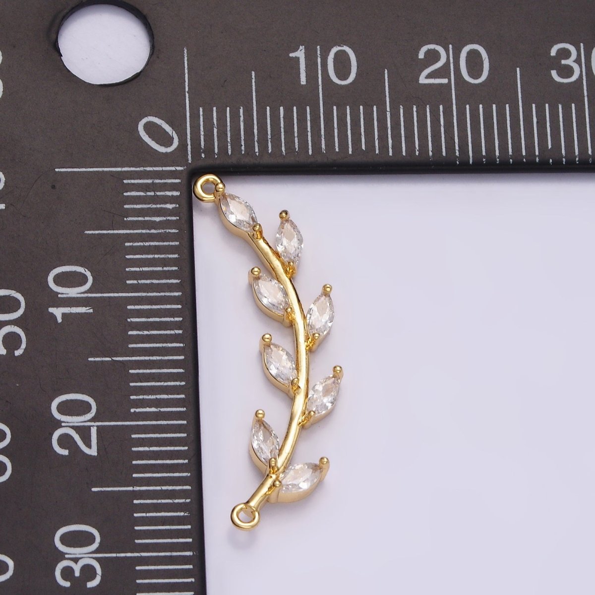 Gold Filled Clear Marquise Leaf Curved 26.7mm Connector G-708 - DLUXCA