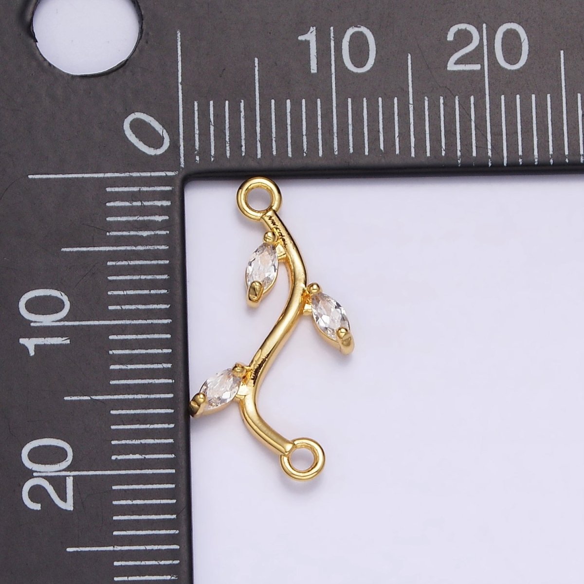 Gold Filled Clear Marquise Leaf Curved Connector G-644 - DLUXCA