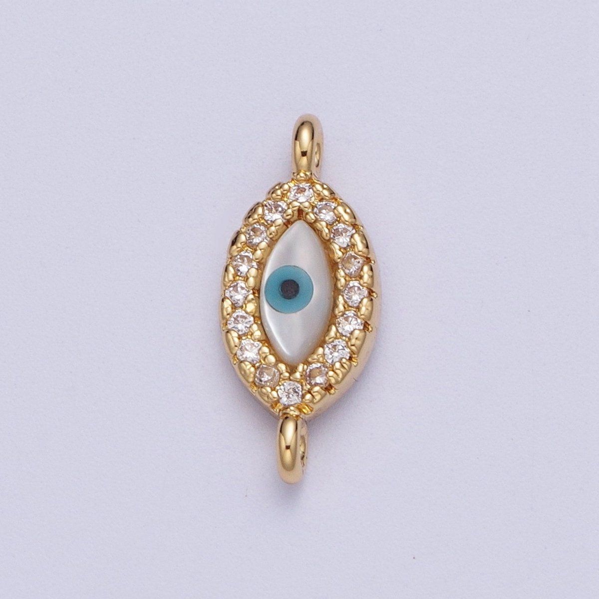 Gold Filled Clear Micro Paved CZ Evil Eye of Ra Connector Link For Protection Jewelry Making G-585 - DLUXCA