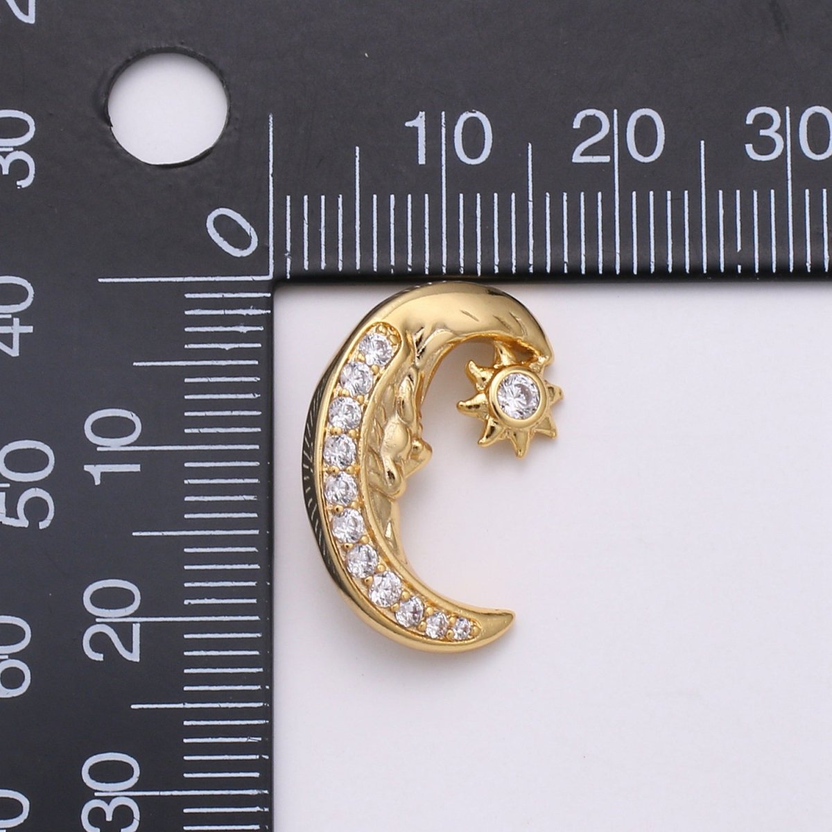 Gold Filled Crescent Moon and Star Beads D-786 - DLUXCA