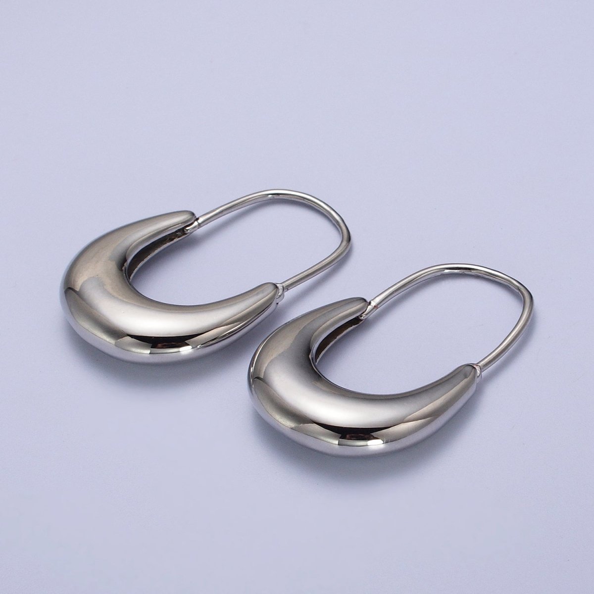 Gold Filled Crescent U Hoop Chubby Dome Hook Earrings in Gold & Silver | Y-258 Y-269 - DLUXCA