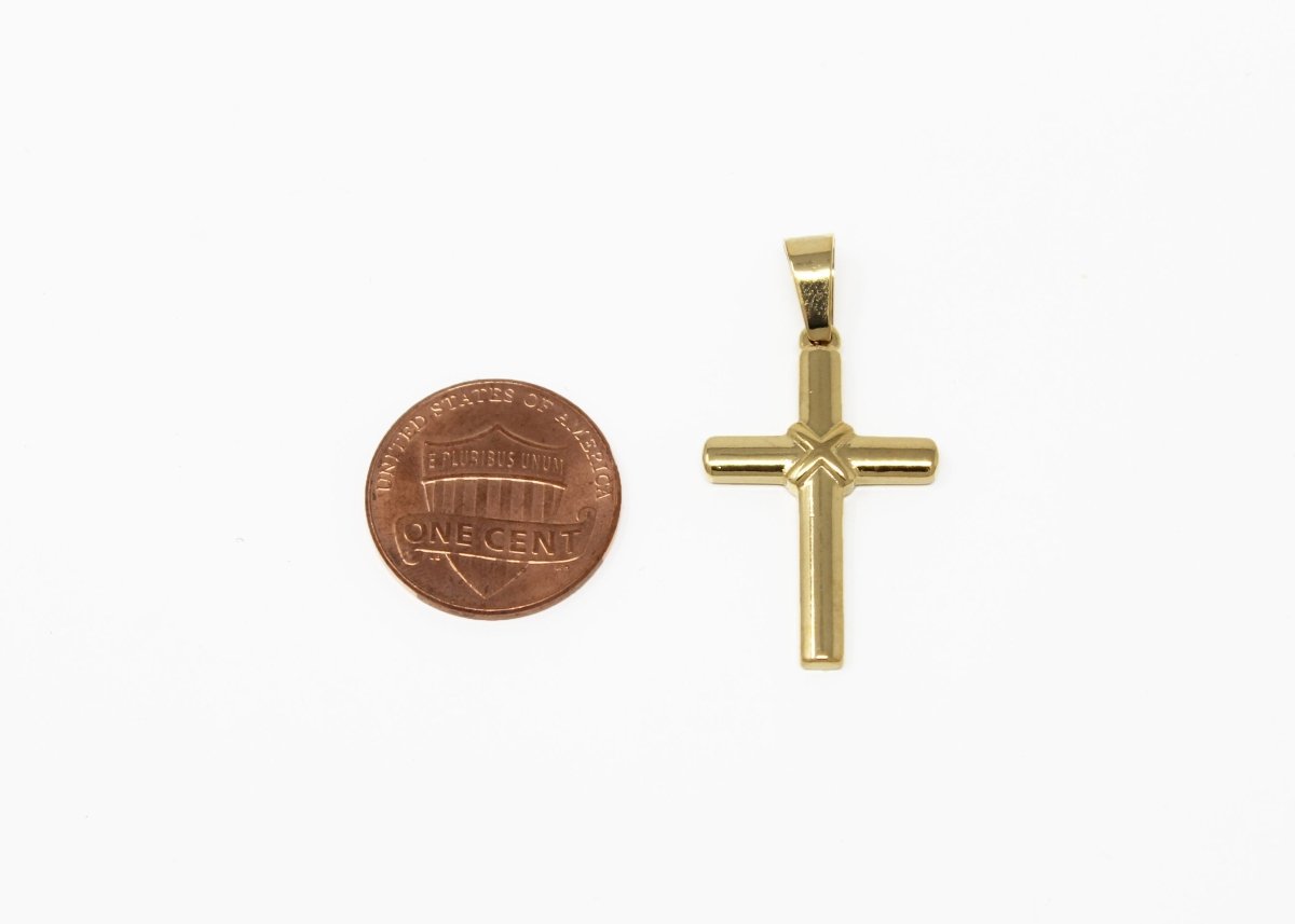 Gold Filled Cross of Jesus Christian Catholic Belief Religious Religion DIY Necklace Pendant Charm Bead Bails Findings for Jewelry Making J-774 - DLUXCA