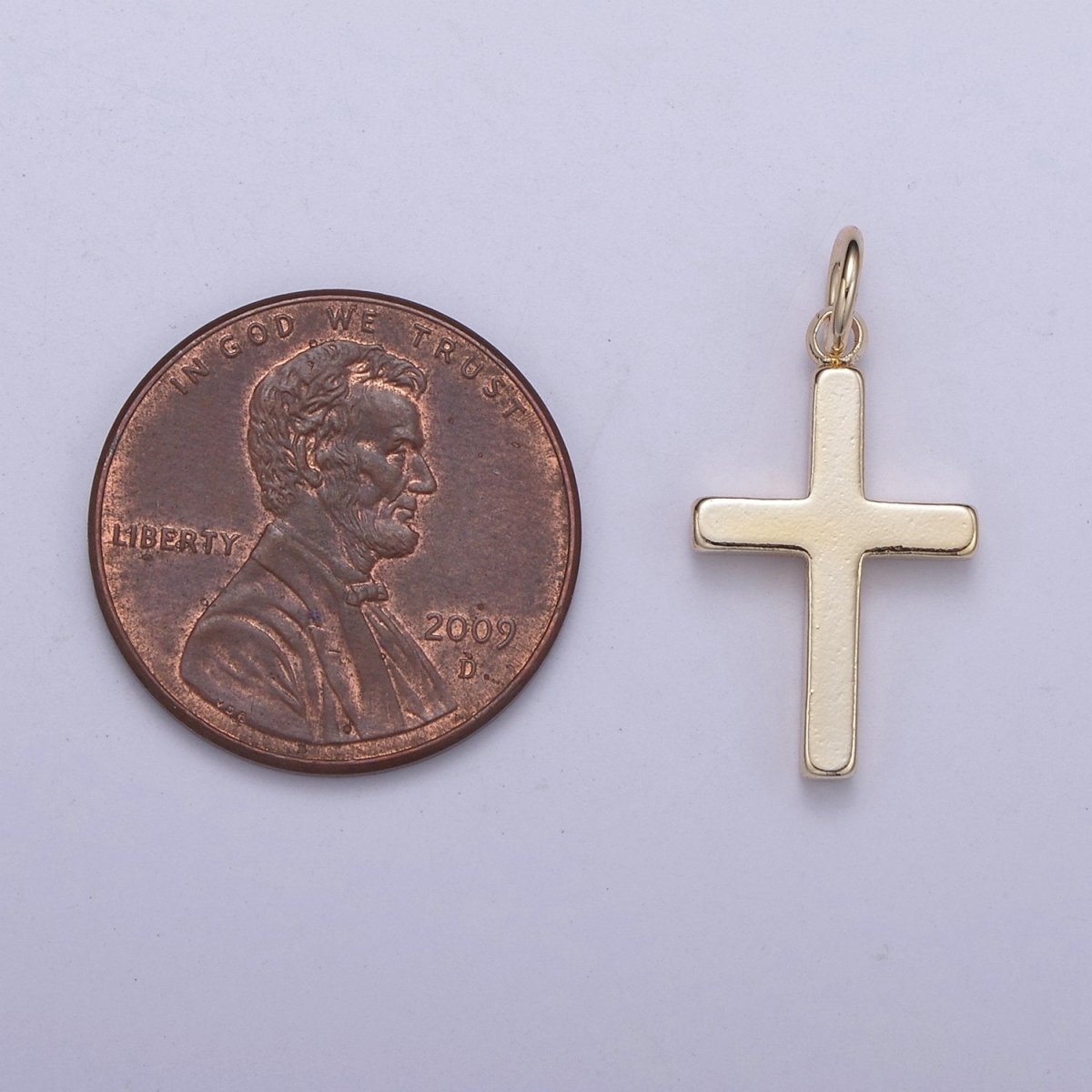 Gold Filled cross pendant, Simple Cross Charm, DIY Religion Jewelry Making Findings N-359 - DLUXCA