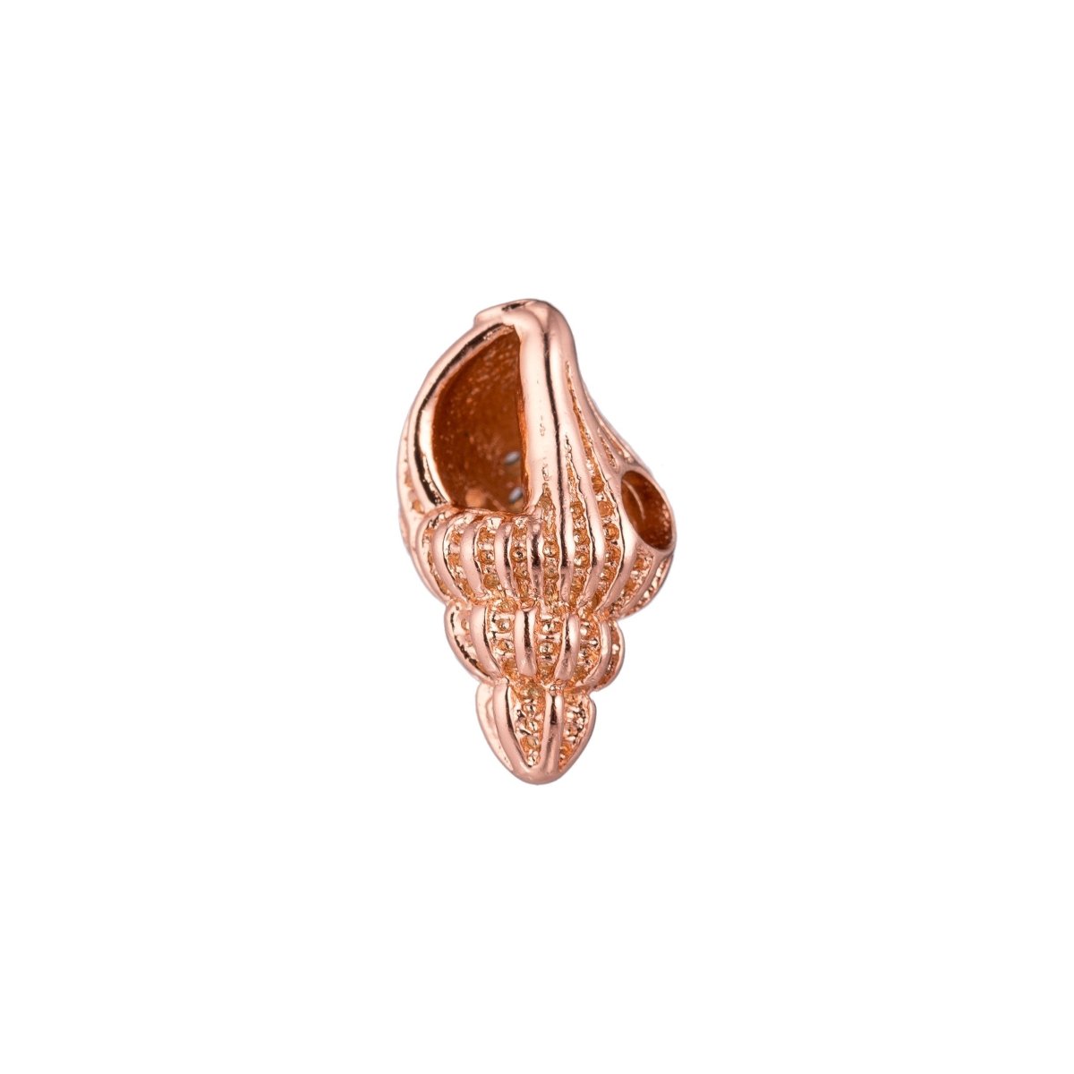 Gold Filled Crown Conch Sea Shell Clear Micro Paved Bead in Gold, Silver, Rose Gold | B-098 - DLUXCA