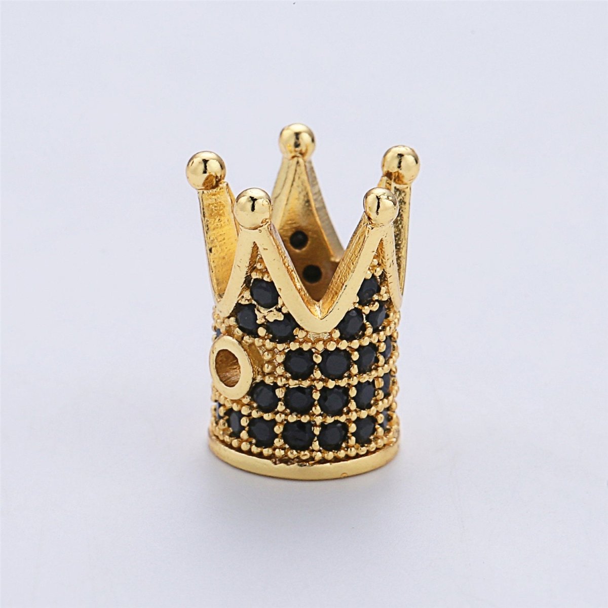 Gold Filled Crown Micro Pave Spacer Beads, Men Bracelet Charm, Men Bracelet Spacer Charm 12x10mm | B-213, B-214 - DLUXCA