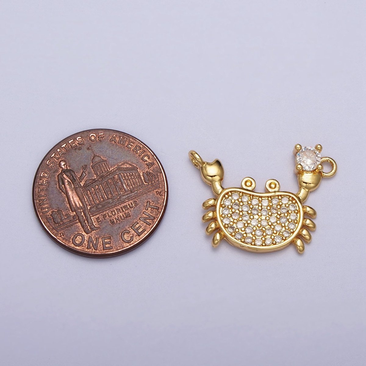 Gold-Filled Crustacean Crab Clear Micro Paved CZ Connector in Gold & Silver | Y-675 Y-676 - DLUXCA