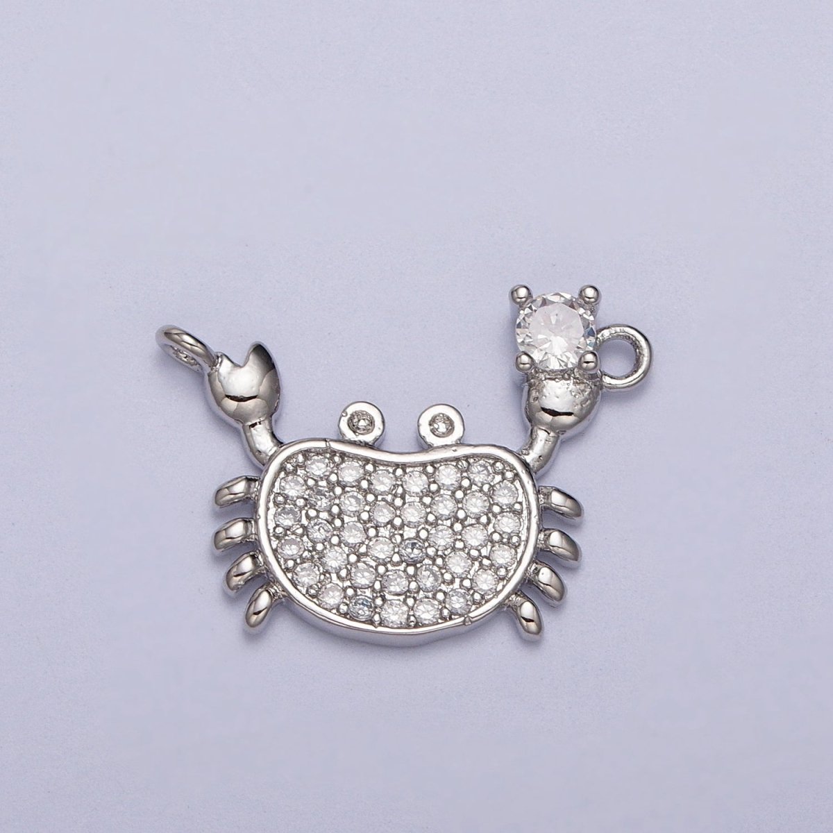 Gold-Filled Crustacean Crab Clear Micro Paved CZ Connector in Gold & Silver | Y-675 Y-676 - DLUXCA