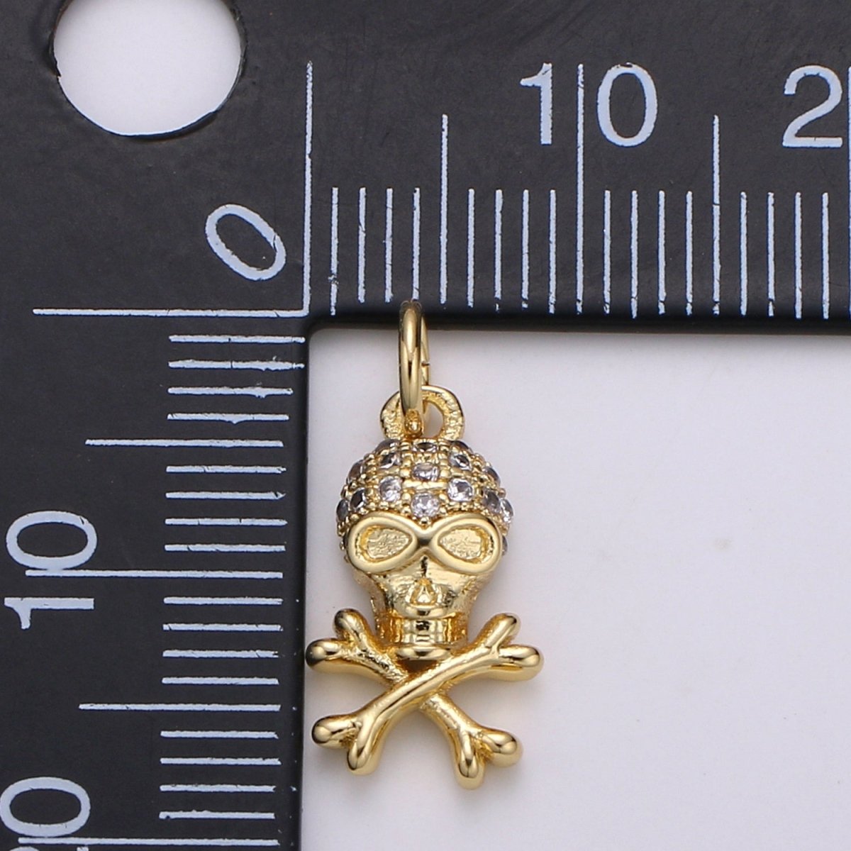 Gold Filled Crystal Danger Sign Charm D-790 - DLUXCA