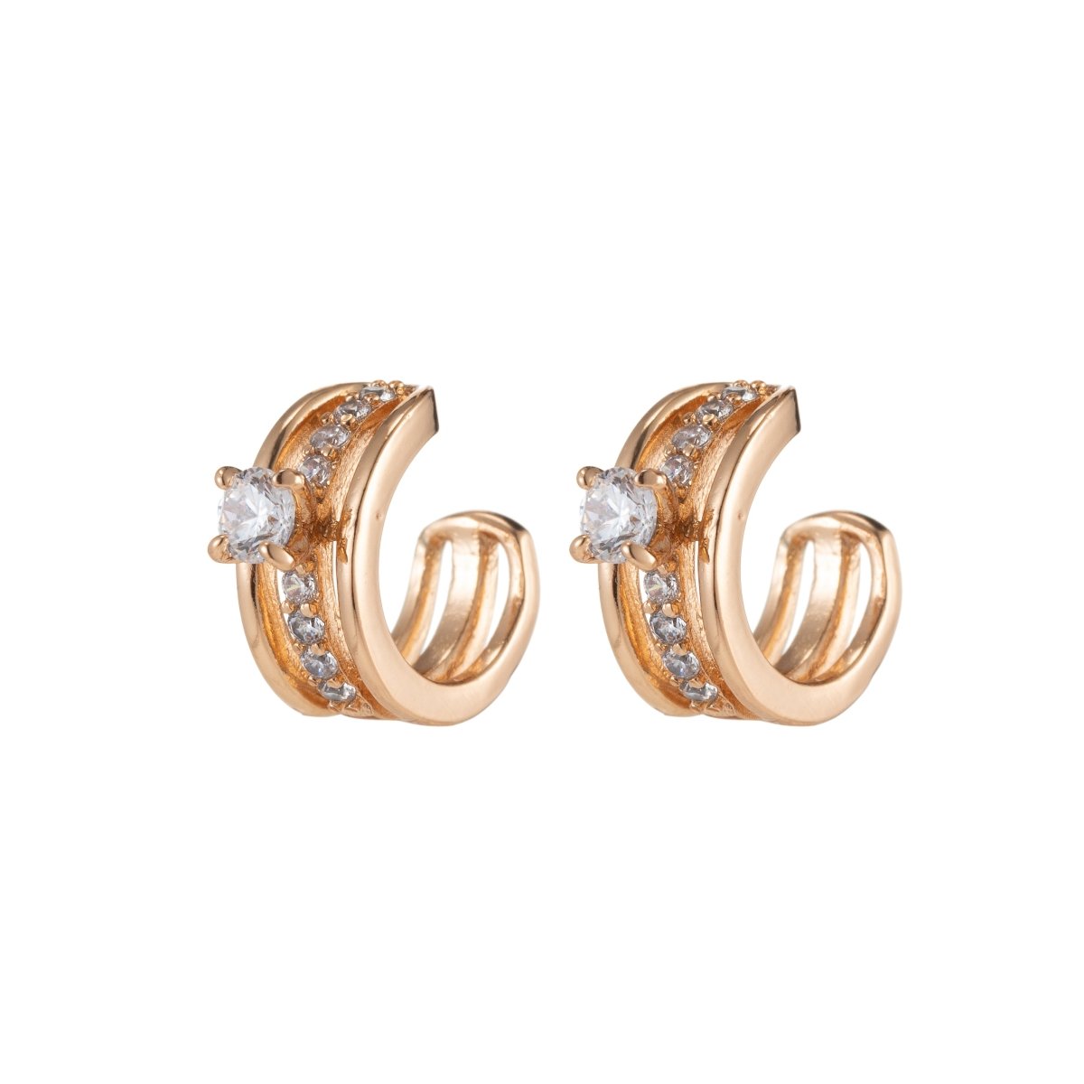 Gold Filled Crystal Earcuffs - AI-032 - DLUXCA