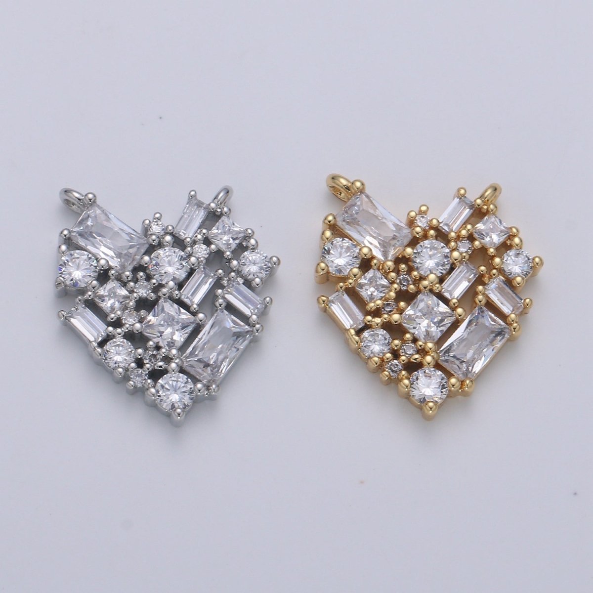 Gold Filled Crystal Heart Connectors F-592 F-593 - DLUXCA