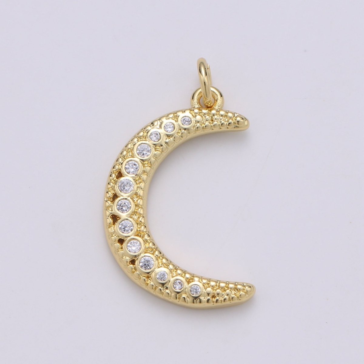 Gold Filled Crystal Moon Charm D-870 - DLUXCA