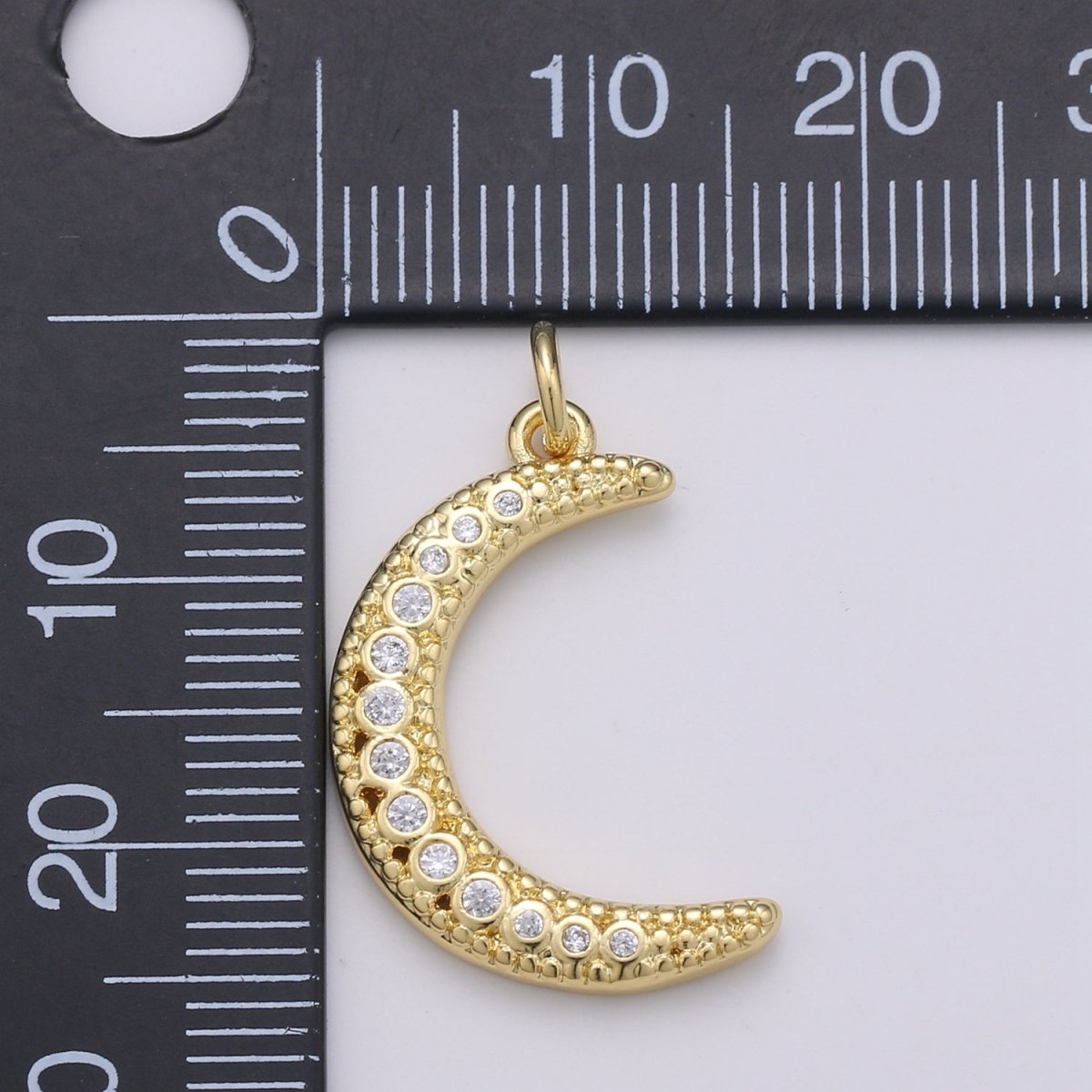 Gold Filled Crystal Moon Charm D-870 - DLUXCA