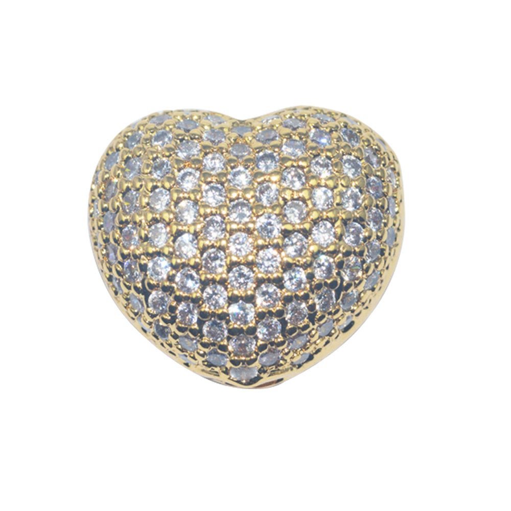 Gold Filled Cubic Zirconia Cooper Material, Crystal Fashionable Magic Love Heart Paved Crystallized Bracelet Connector Bead Jewelry B-157 - DLUXCA