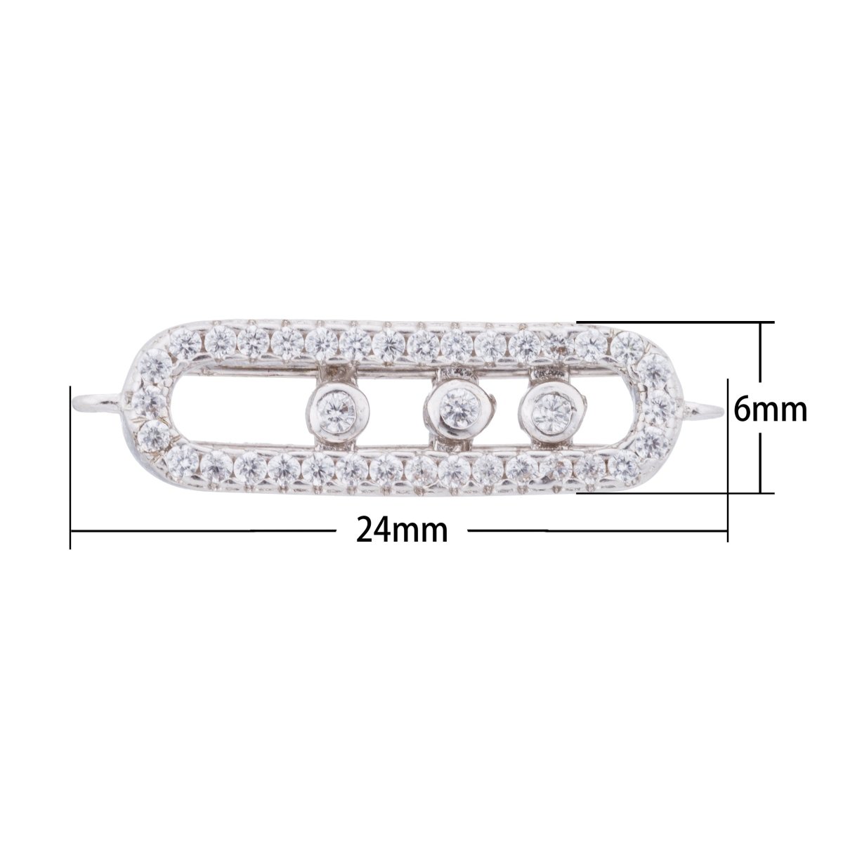 Gold Filled Cubic Zirconia Oval Bracelet Charm Bead Connector Bar for Jewelry Making Findings F-097 - DLUXCA