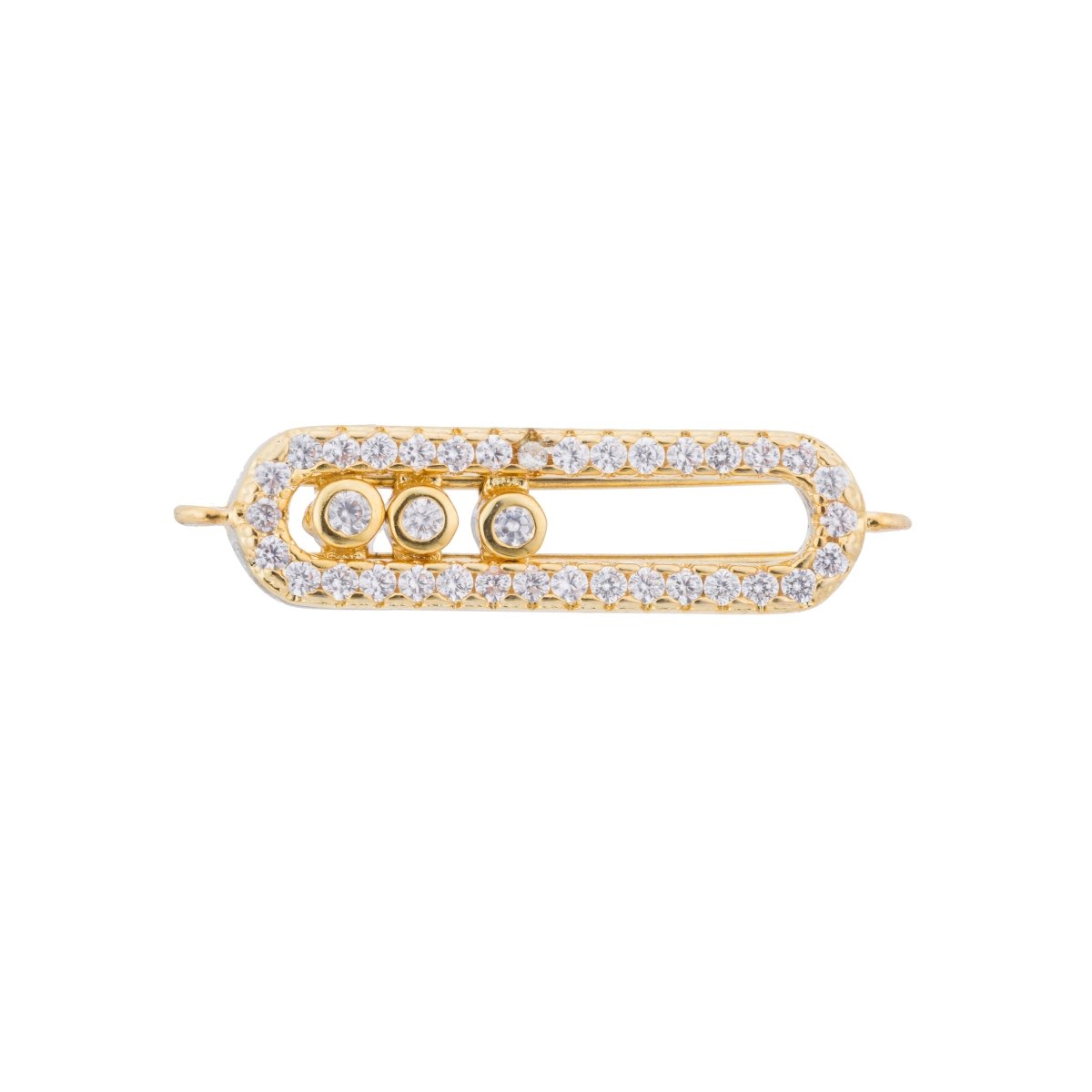Gold Filled Cubic Zirconia Oval Bracelet Charm Bead Connector Bar for Jewelry Making Findings F-097 - DLUXCA