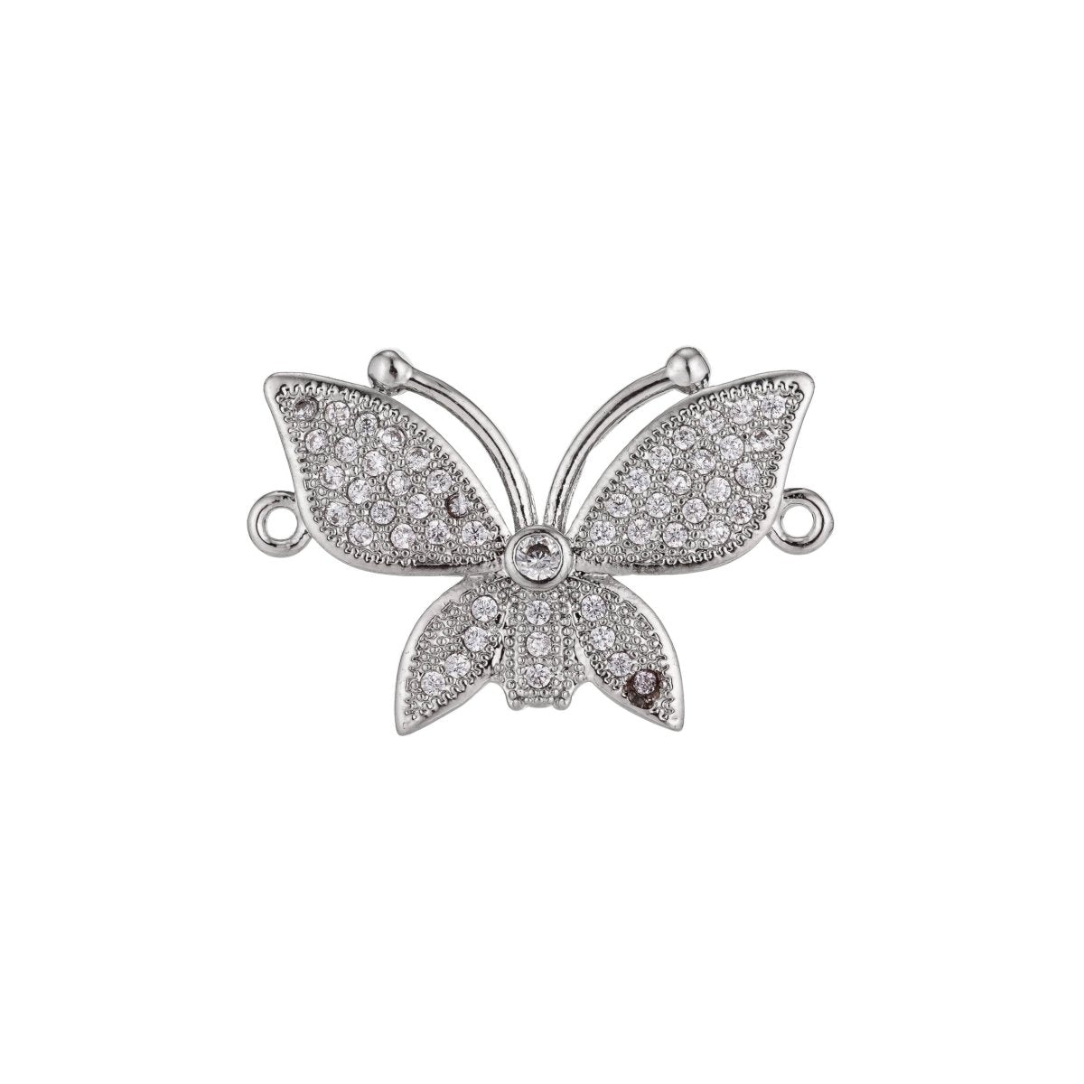 Gold Filled Cute Butterfly, Flower, Lover, Girls, Cubic Zirconia Bracelet Connector Charm, Necklace Pendant, Findings for Jewelry Making F-171 - DLUXCA