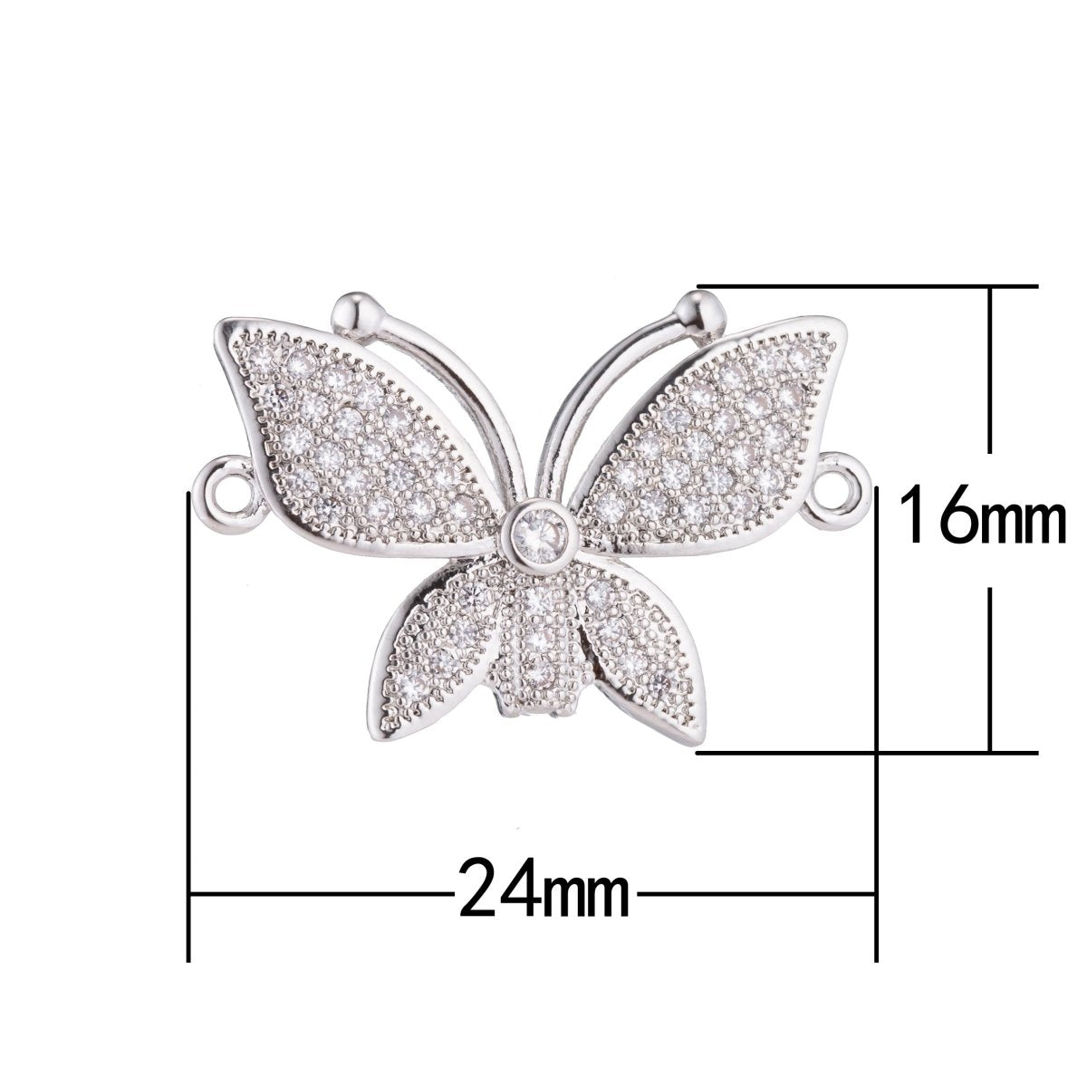 Gold Filled Cute Butterfly, Flower, Lover, Girls, Cubic Zirconia Bracelet Connector Charm, Necklace Pendant, Findings for Jewelry Making F-171 - DLUXCA