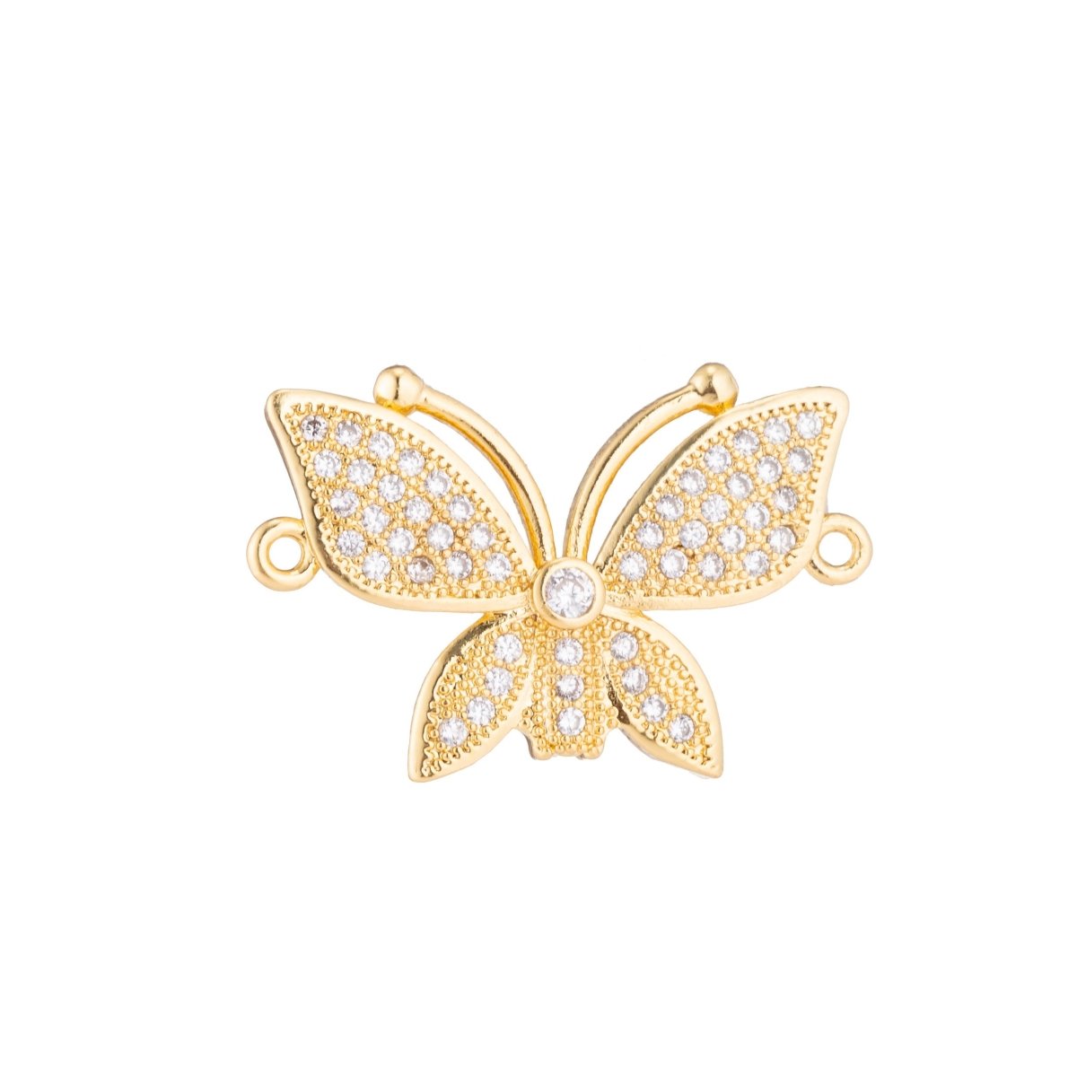 Gold Filled Cute Butterfly, Flower, Lover, Girls, Cubic Zirconia Bracelet Connector Charm, Necklace Pendant, Findings for Jewelry Making F-171 - DLUXCA