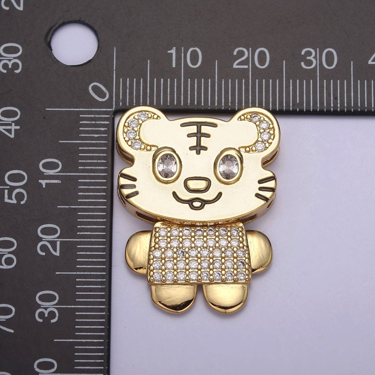 Gold Filled CZ Cartoon Animal Tiger Charm for Kids Jewelry Making H-860 - DLUXCA