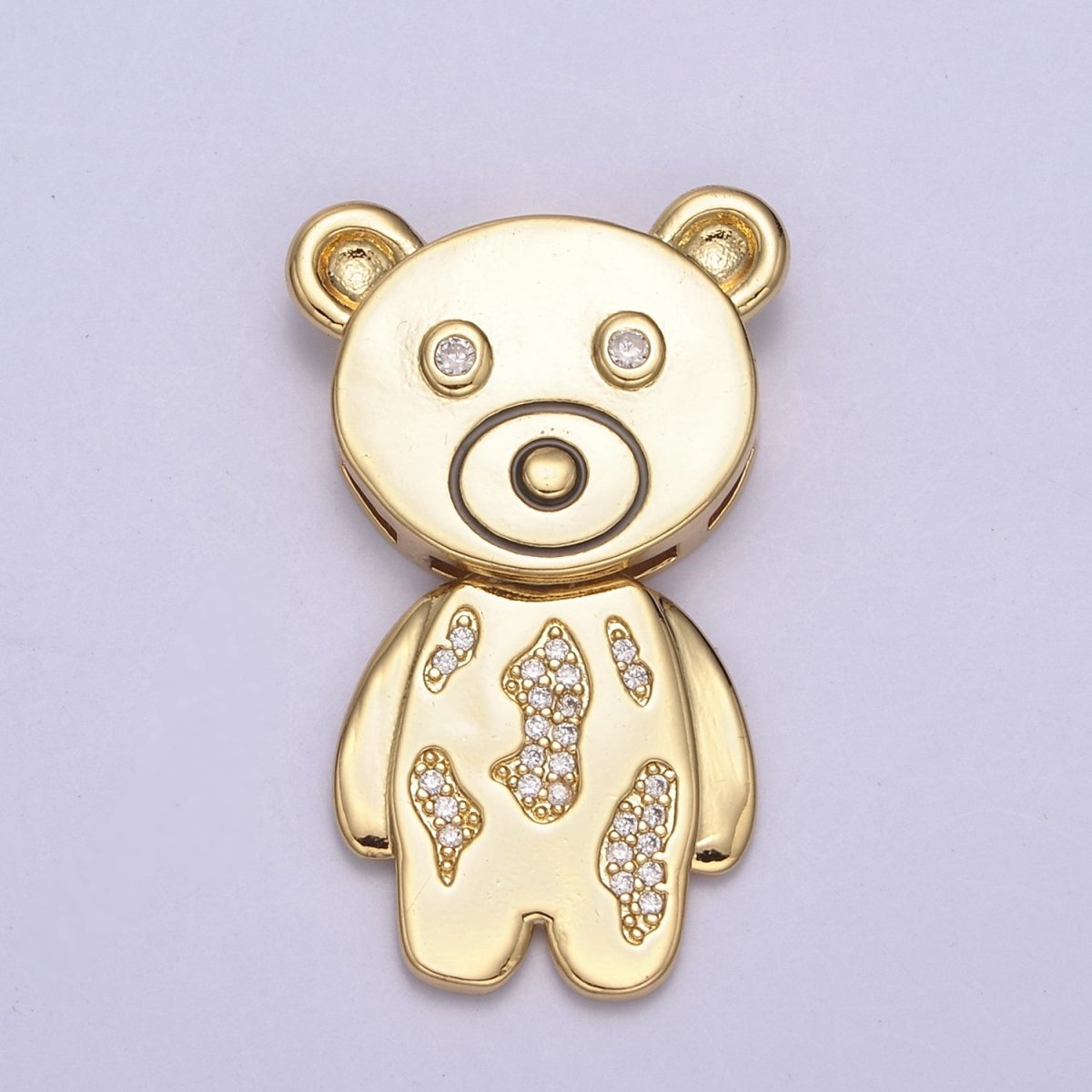 Gold Filled CZ Cartoon Teddy Bear Charm for Kids Jewelry Making H-890 - DLUXCA