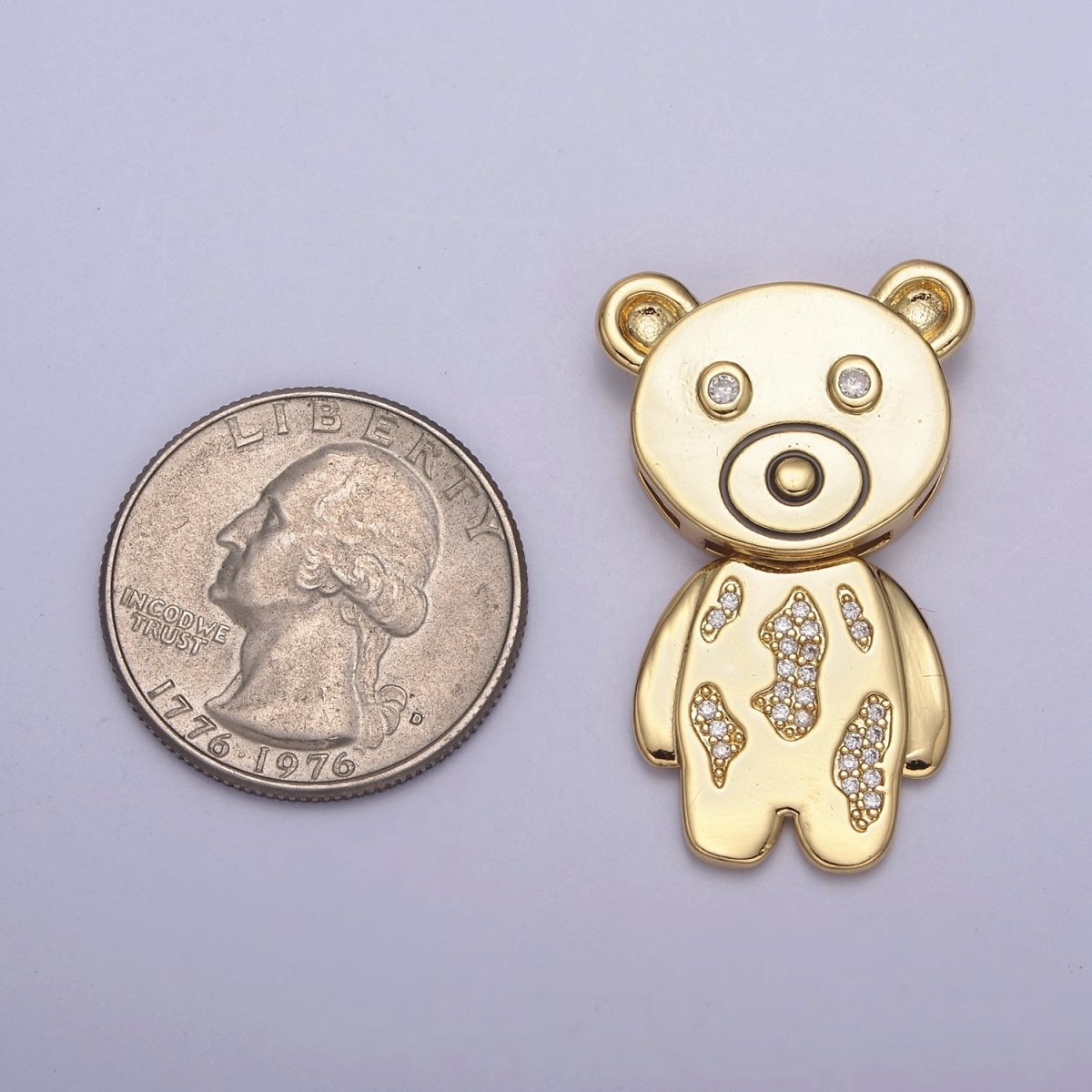 Gold Filled CZ Cartoon Teddy Bear Charm for Kids Jewelry Making H-890 - DLUXCA