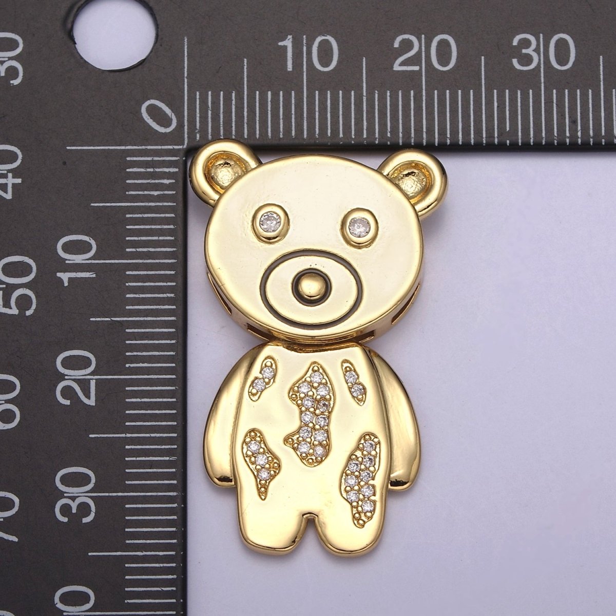 Gold Filled CZ Cartoon Teddy Bear Charm for Kids Jewelry Making H-890 - DLUXCA