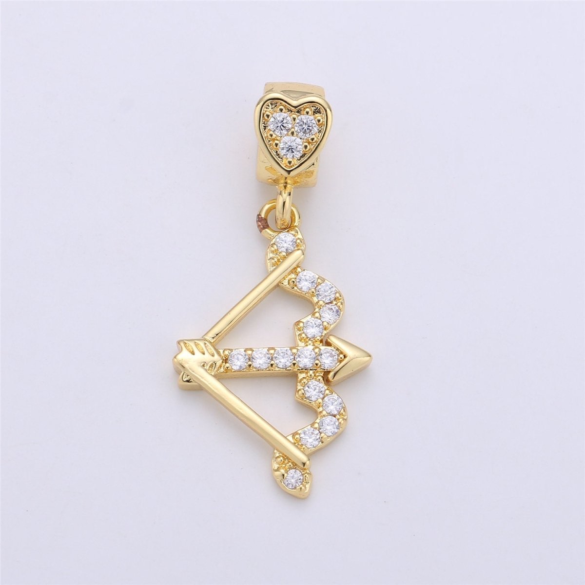 Gold Filled CZ Cupid Arrow Pendant Micro Pave Arrow Charm Cubic Zirconia Drop Charm Pendant for Necklace Earring I-257 - DLUXCA