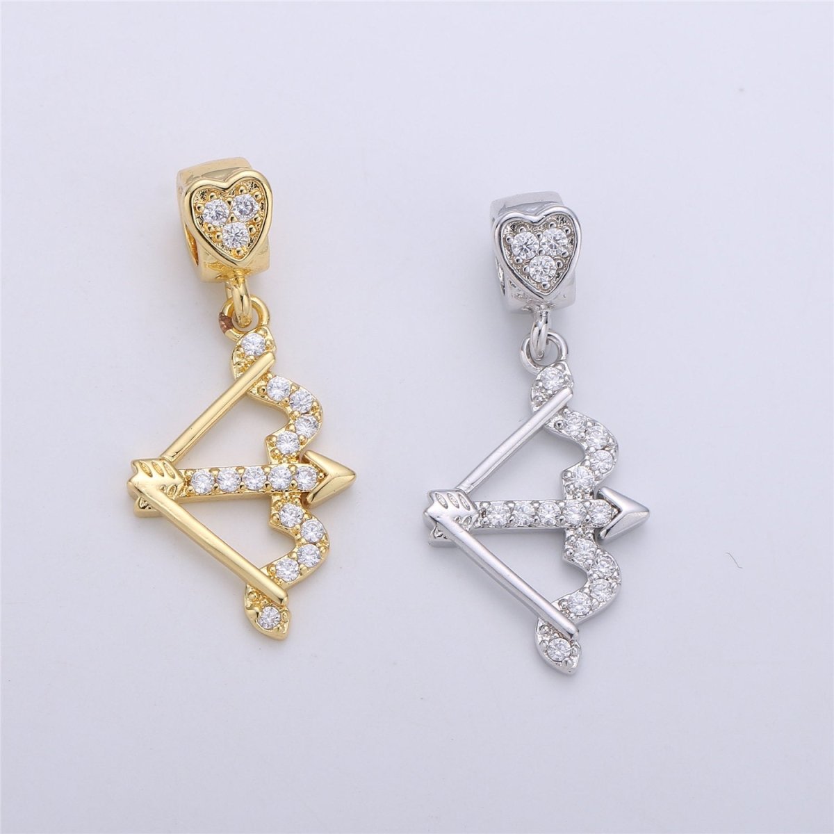 Gold Filled CZ Cupid Arrow Pendant Micro Pave Arrow Charm Cubic Zirconia Drop Charm Pendant for Necklace Earring I-257 - DLUXCA