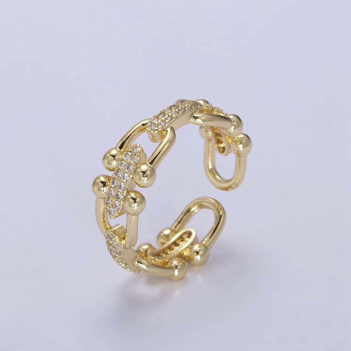 Gold Filled CZ Statement Jewelry Open Adjustable Ring U-321 U-322 - DLUXCA