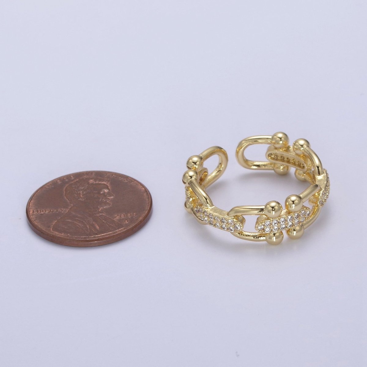 Gold Filled CZ Statement Jewelry Open Adjustable Ring U-321 U-322 - DLUXCA