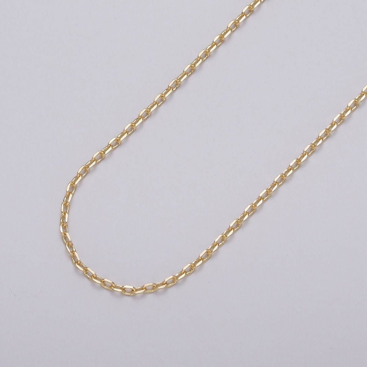 Gold Filled Dainty 1.8mm Flat Cable Link Unfinished Jewelry Chain in Gold & Silver | ROLL-1033, ROLL-1108 Clearance Pricing - DLUXCA