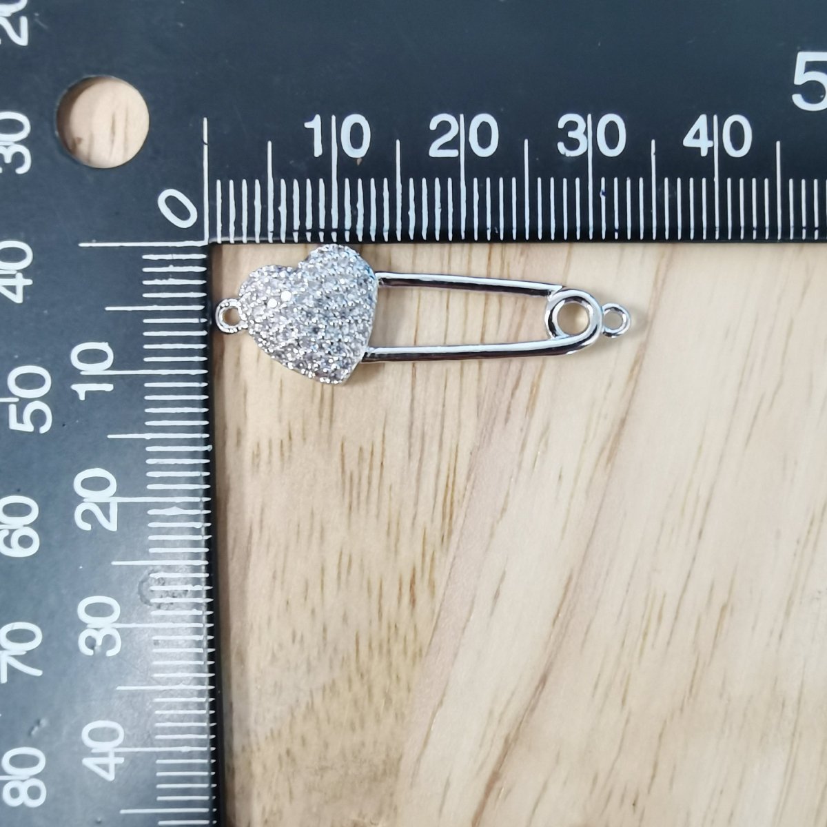 Gold Filled Dainty Heart Safety Pin Connector Micro Pave CZ DIY Silver Love Pin Charm Necklace Earrings Bracelet Findings F-433 - DLUXCA