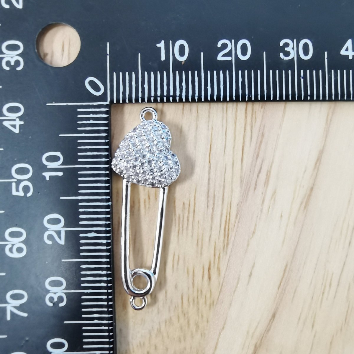 Gold Filled Dainty Heart Safety Pin Connector Micro Pave CZ DIY Silver Love Pin Charm Necklace Earrings Bracelet Findings F-433 - DLUXCA