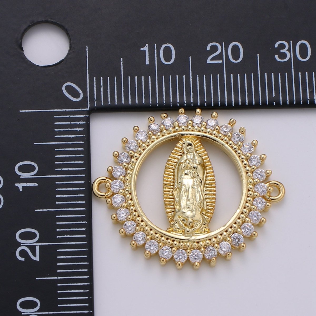 Gold Filled Dainty Star Holy Virgin Mary Micro Pave Clear CZ Cubic Zirconia Bracelet Charm for Necklace Earrings Supply F-578 - DLUXCA