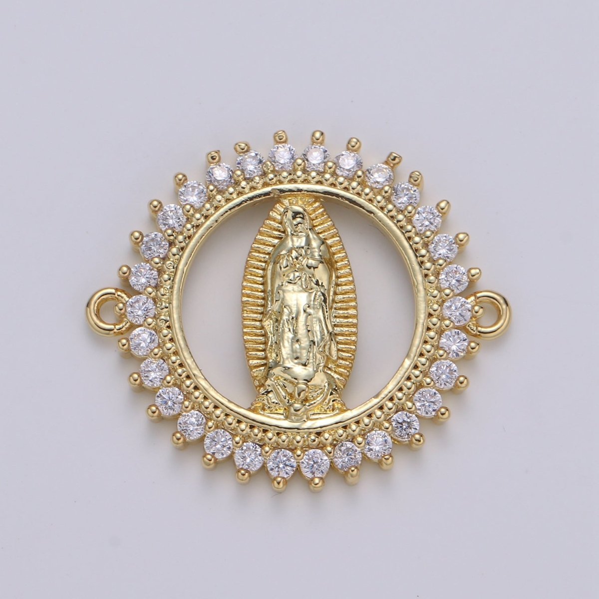 Gold Filled Dainty Star Holy Virgin Mary Micro Pave Clear CZ Cubic Zirconia Bracelet Charm for Necklace Earrings Supply F-578 - DLUXCA