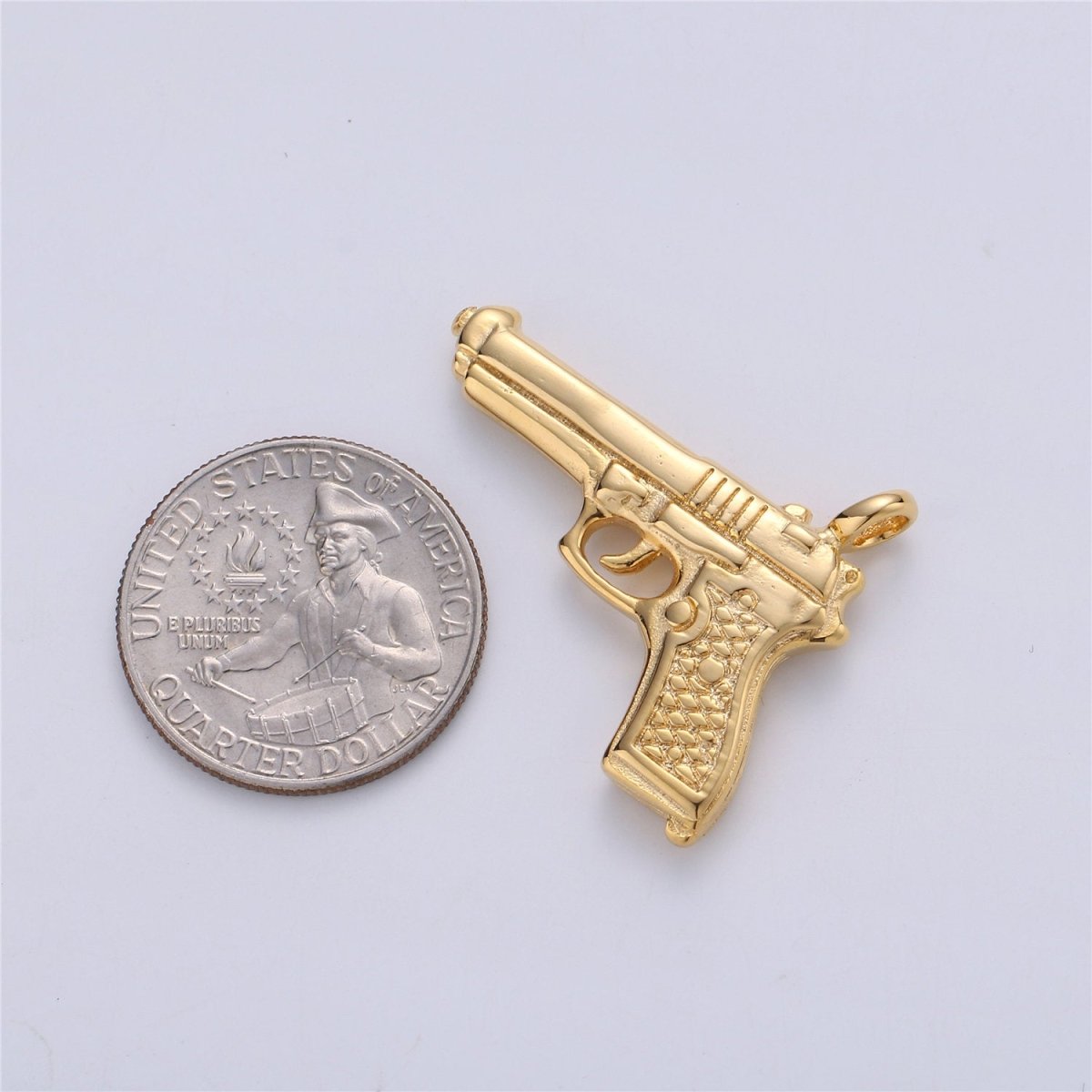 Gold Filled Desert Eagle Pistol Charm Silver Gun Pendant for Earring Necklace Jewelry Making Supplies 34mx27mm J-708 J-709 - DLUXCA