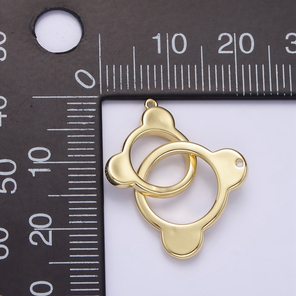 Gold Filled Double Open Bear Animal Ears Connector G-935 - DLUXCA