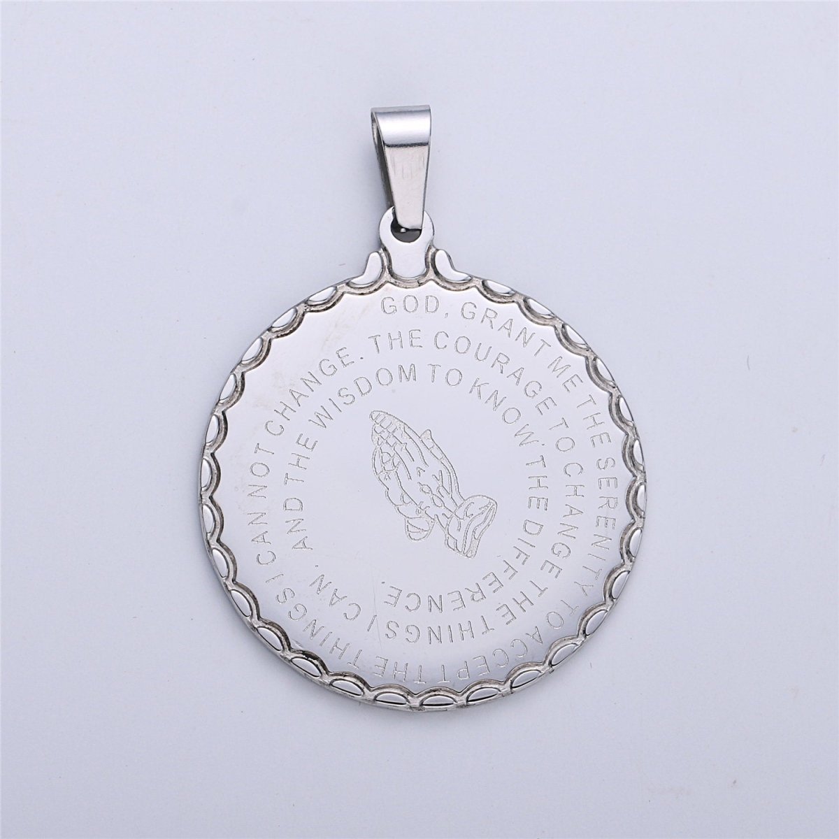 Gold Filled Double Sided Serenity Prayer & Lords Prayer Stainless Steel Charm - Lord grant me Coin Medallion Pendant Religious Jewelry J-724 J-727 - DLUXCA