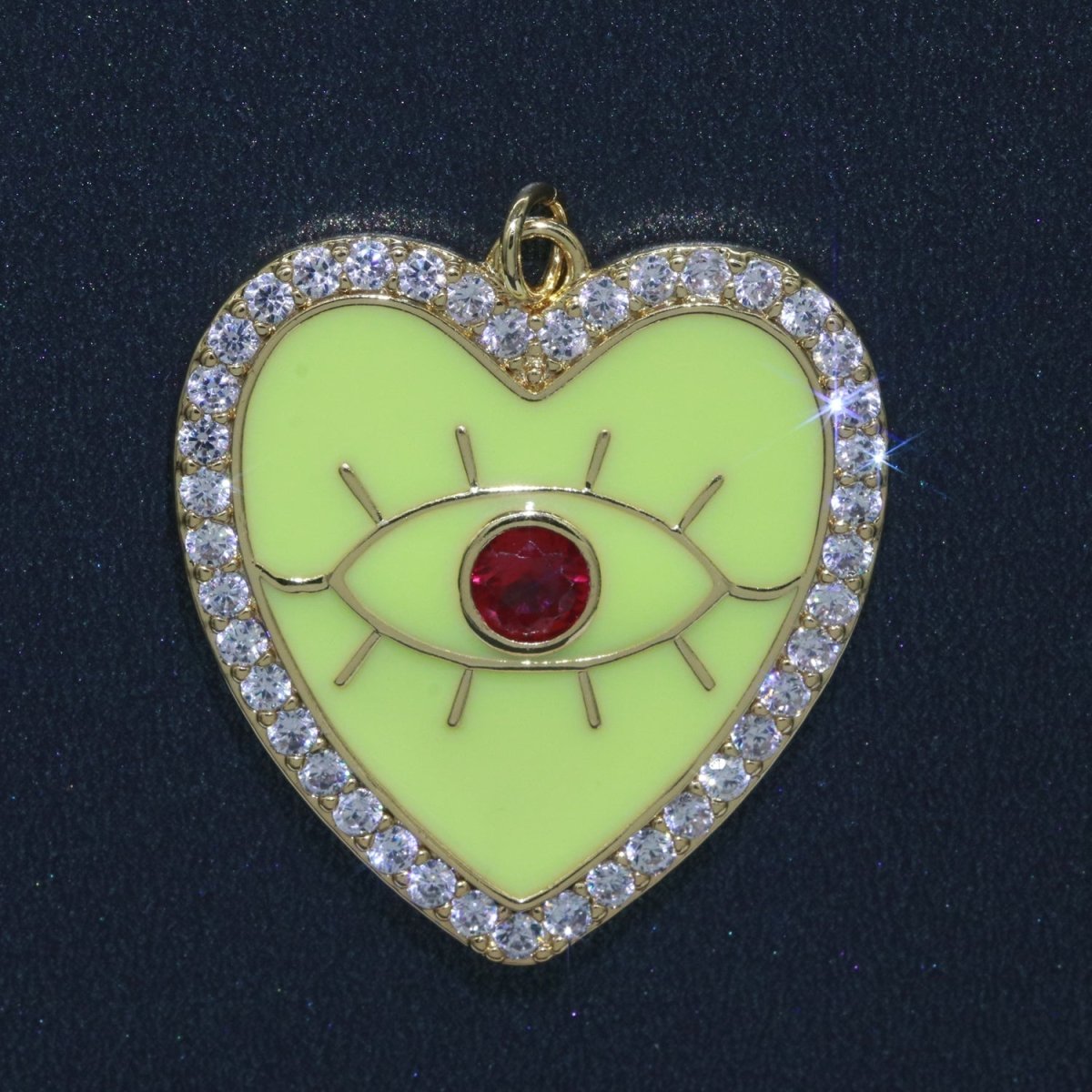 Gold Filled Enamel Colorful Evil Eye Heart Shape Pendant Charm E-907 E-908 E-909 - DLUXCA