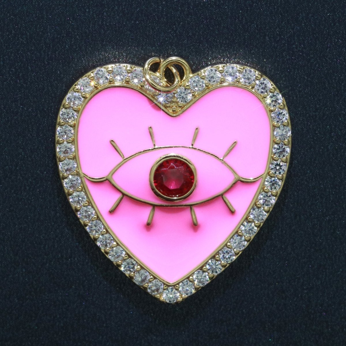 Gold Filled Enamel Colorful Evil Eye Heart Shape Pendant Charm E-907 E-908 E-909 - DLUXCA