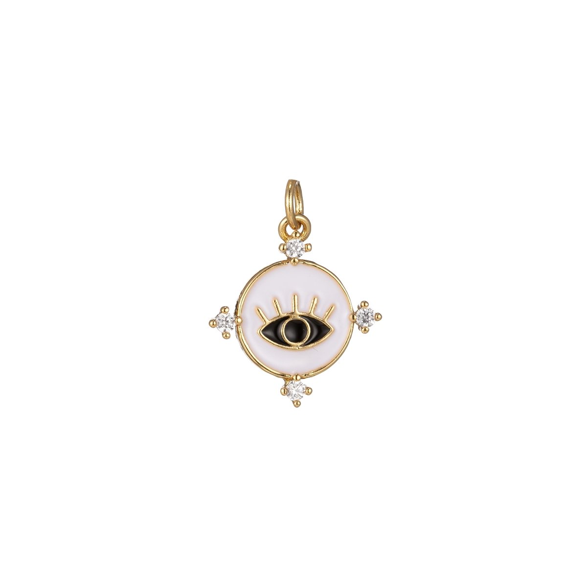 Gold Filled Evil Eye Charm Enamel Eye Heart Pendant Micro Pave Eye Charm Cubic Zirconia Round Amulet Jewelry Medallion M-276-M-285 - DLUXCA