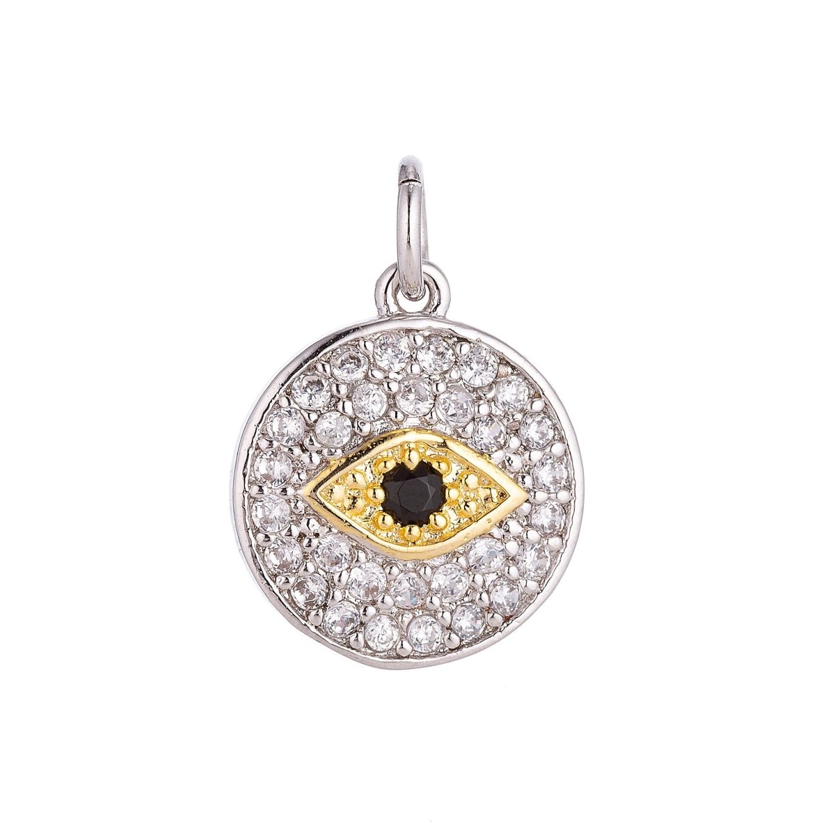 Gold Filled Evil Eye Cubic Zirconia Charm Pendant C-050 - DLUXCA