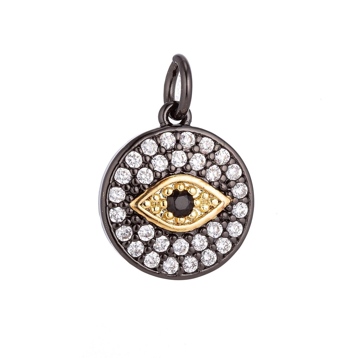 Gold Filled Evil Eye Cubic Zirconia Charm Pendant C-050 - DLUXCA