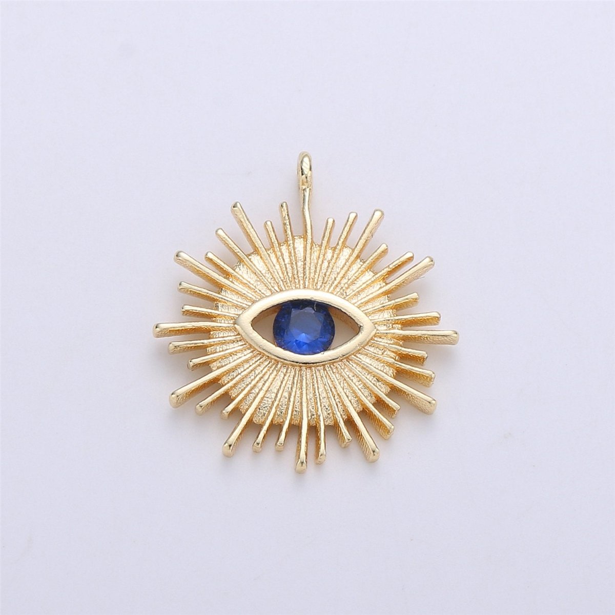Gold Filled Evil Eye Sunburst Charm, Boho Charm, Evil Eye Charm, Evil Eye Jewelry, Greek Eye Charm for Necklace Bracelet Making Supply C-606 - DLUXCA