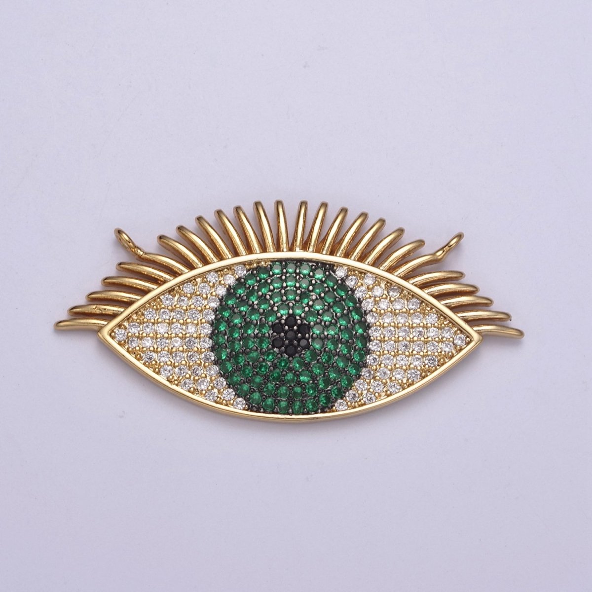 Gold Filled Eye Charm, Cubic Zirconia Evil Eye Charm Connector, DIY Jewelry Making Accessories F-089 F-091 F-095 - DLUXCA